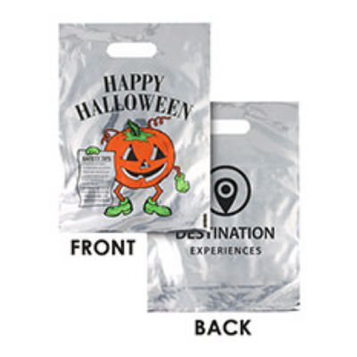 Plastic silver reflective pumpkin trick or treat recyclable bag customized.
