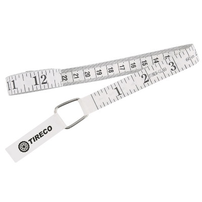 Fiberglass fabric and metal white tailor's tape measure with personalized logo.