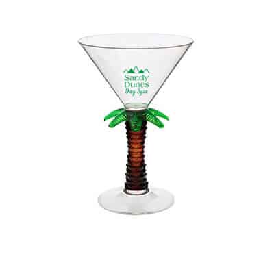 Acrylic palm tree martini glass with custom logo in 7 ounces.