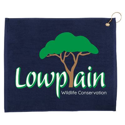 Personalized 16" x 25" hemmed full color golf towel.