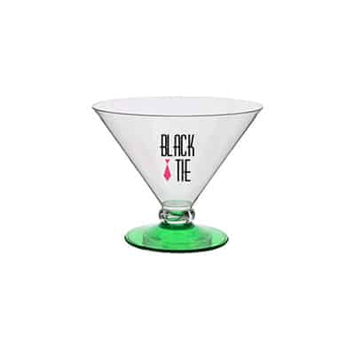 Acrylic green martini glass with custom full-color logo in 10 ounces.