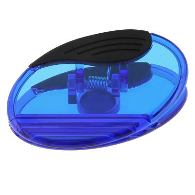 Plastic translucent blue oval magnet chip clip blank.
