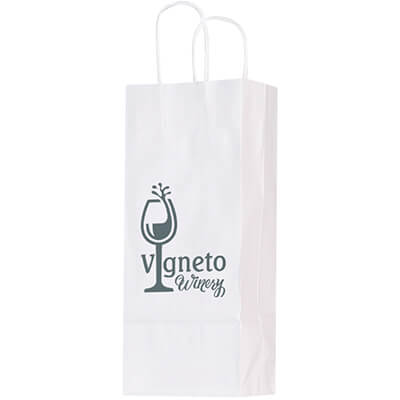 Kraft paper white wine bag with foiled imprint.
