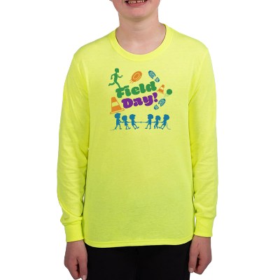 Full color youth safety green long sleeve t-shirt.