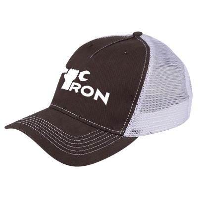 Personalized gray with white mesh back hat.