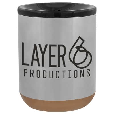 Stainless steel two tone tumbler with custom imprint in 10 ounces.