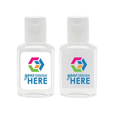 PET clear plastic hand sanitizer bottle with a personalized logo.