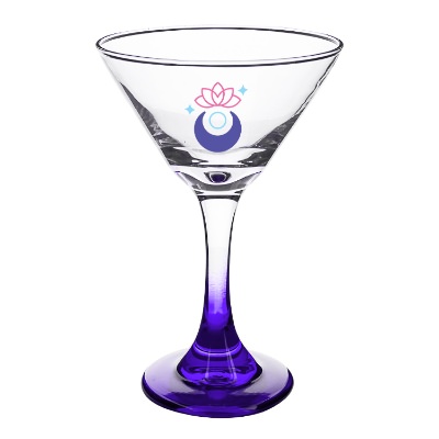 Purple martini glass with full color logo.
