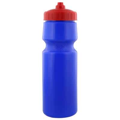 Plastic blue water bottle blank with valve lid in 24 ounces.