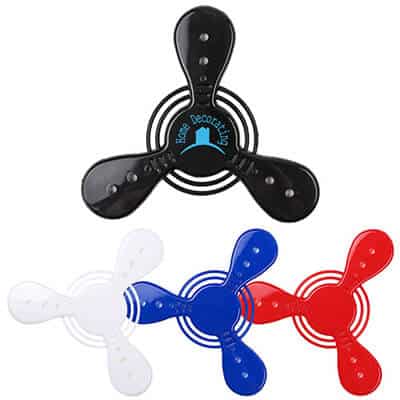 Recycled polypropylene black propeller 7 inch flying disc with imprinting.