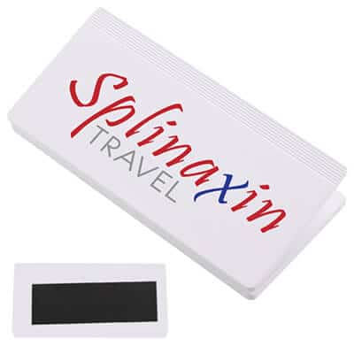 Polystyrene white rectangle magnetic chip clip with full color imprint.