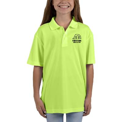 Customized safety yellow youth pique polo