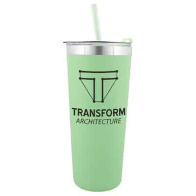 Stainless steel mint tumbler with custom print in 22 ounces.