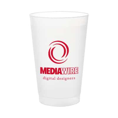 Durable plastic frosted plastic cup with custom logo in 24 ounces.