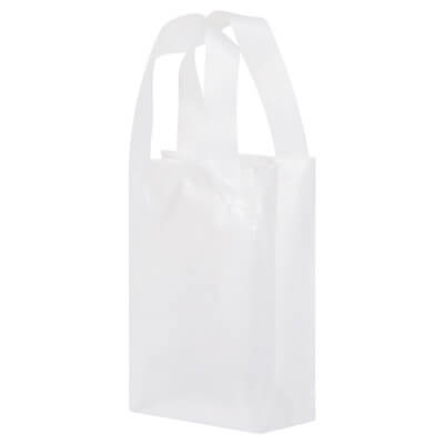 Plastic frosted clear foil stamped shopper bag blank.