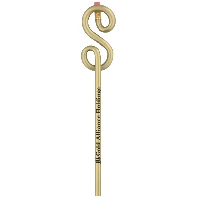 Wood dollar sign shaped pencil with branded logo.