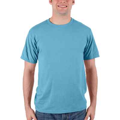 Blank aquatic blue performance t-shirt.