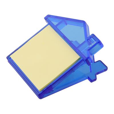Plastic translucent blue house sticky note magnet chip clip blank.