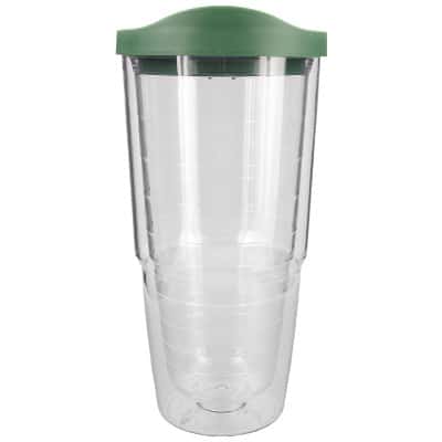 Plastic clear with hunter green tumbler blank in 24 ounces.