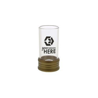 1.5 oz. frosted with gold bottom customizable bottle cap acrylic shot glass. 