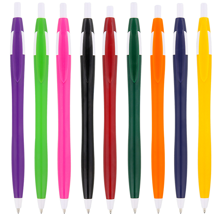 Plastic pen with click action top.