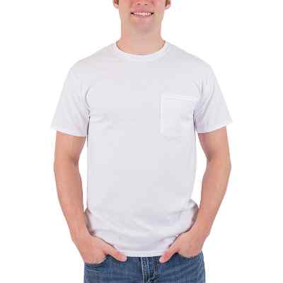 Blank white dri-power active pocket t-shirt.