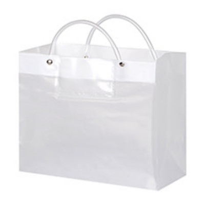 Plastic frosted clear tote bag blank.