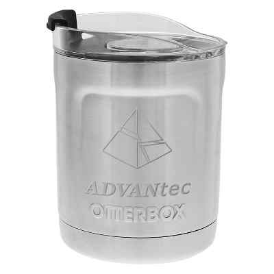 Stainless steel silver tumbler with engraved promoting in 10 ounces.