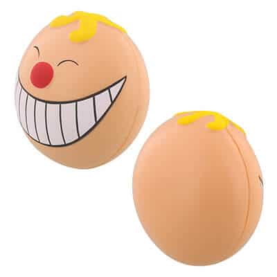 Foam smiling funny face stress ball blank.