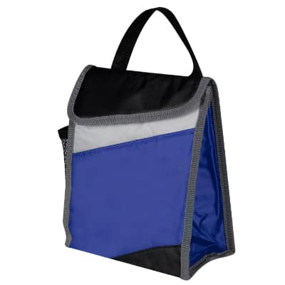 Blank royal blue nylon with PEVA lining lunch bag.