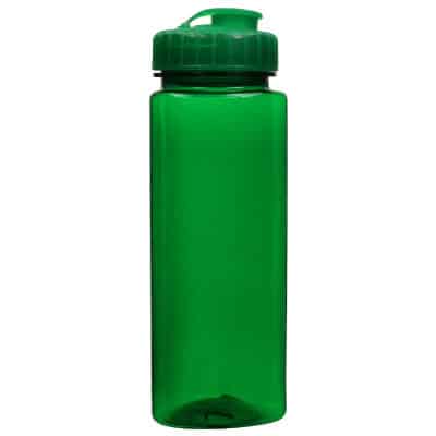 Plastic green water bottle blank with flip top lid in 24 ounces.