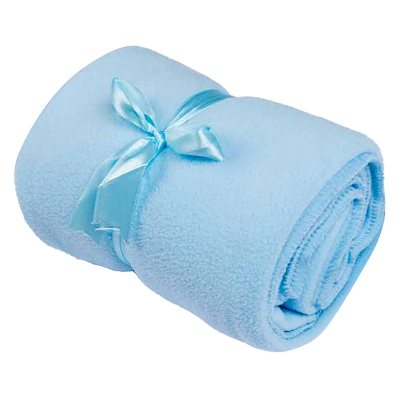 Blank fleece baby blankets in light blue.