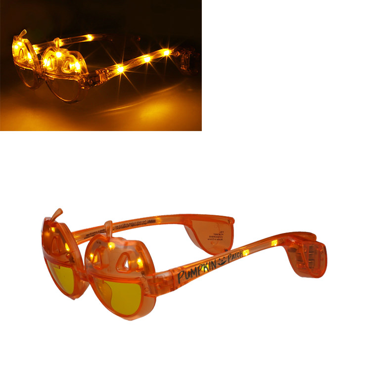 Plastic LED pumpkin shaped sunglasses.
