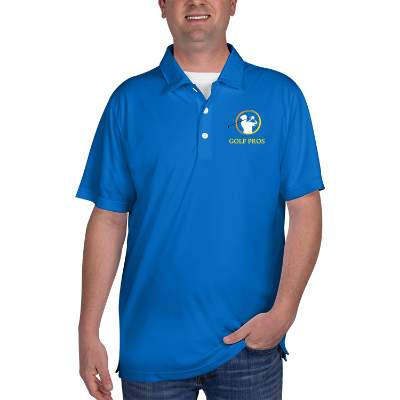Customized blue full color men's golf polo