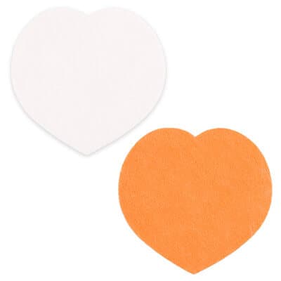 Synthetic shammy material orange 4 inches heart sham coaster blank.