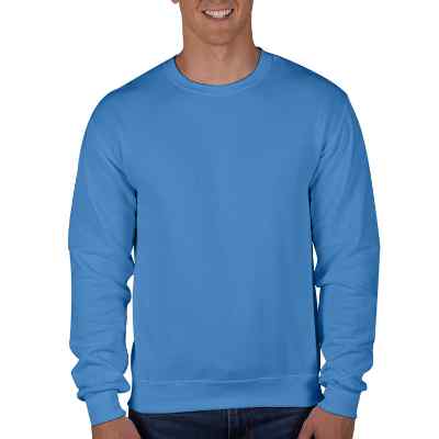 Blank columbia blue fleece crew sweatshirt.