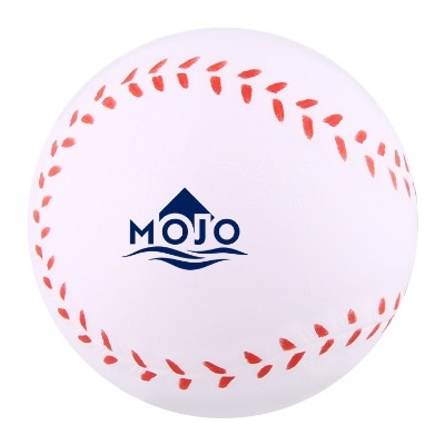 White foam stress ball with a custom logo.