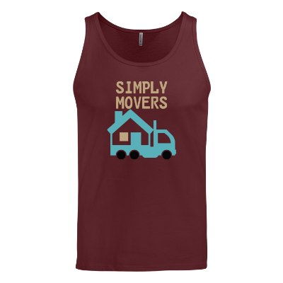 Personalized full color logo on maroon tank top.