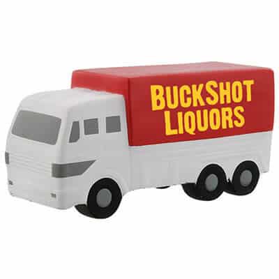 Foam delivery truck stress reliever with personalized print.