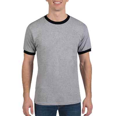 Blank athletic heather with jet black cotton t-shirt.