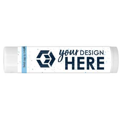 Winter blue logoed lip balm with snowflakes.