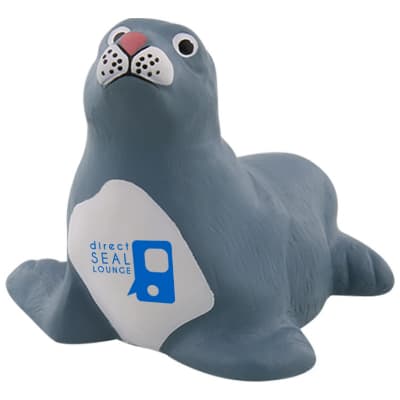 Foam sea lion stress reliever customized with logo.