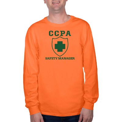 Custom safety orange long sleeve t-shirt with logo.