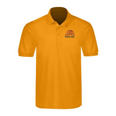Personalized logo on a gold men's polo.