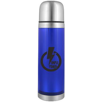 Stainless steel red thermos with custom print in 16 ounces.