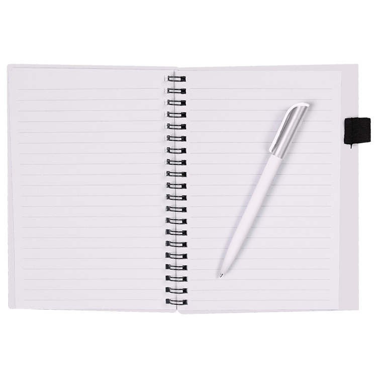 Blank notebook with photo window and pen.