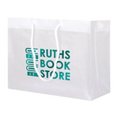 Plastic frosted clear foil stamped large eurotote with personalized imprint.