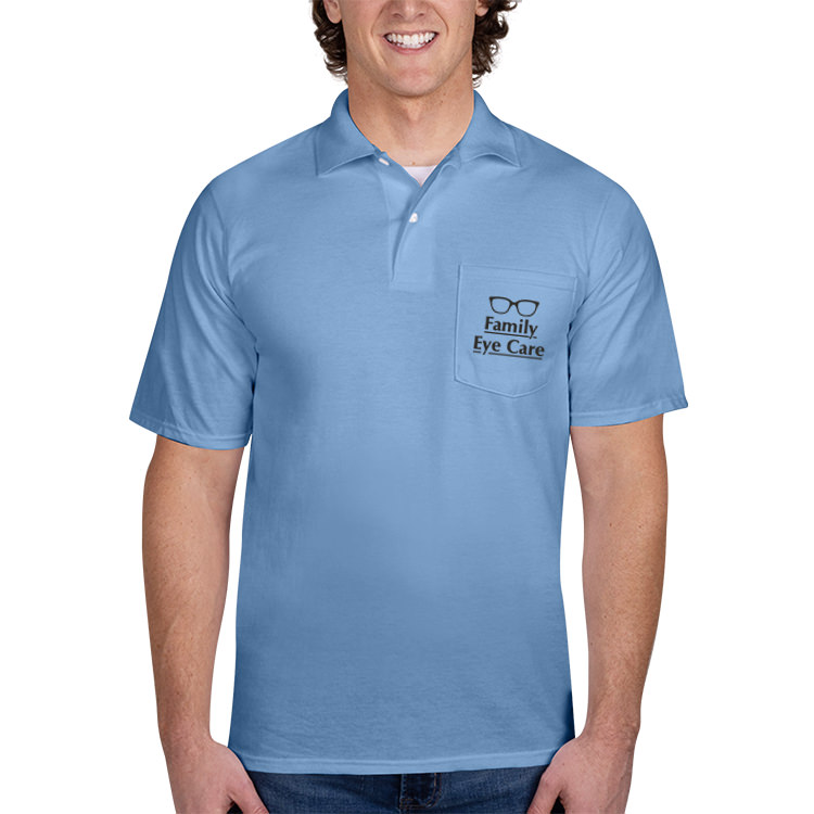 Personalized light blue pocket jersey polo