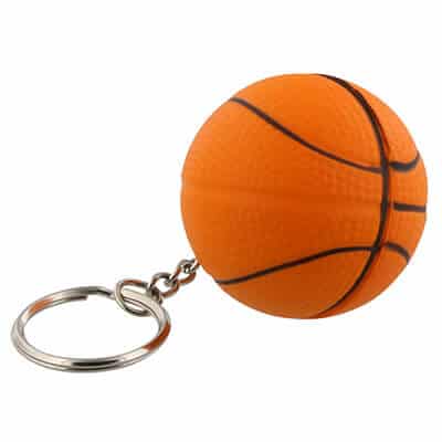 Foam basketball stress ball key ring blank.