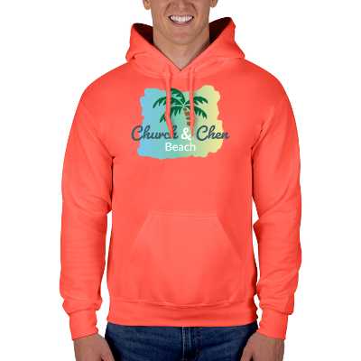 Personalized orange hooded sweatshirt with custom logo